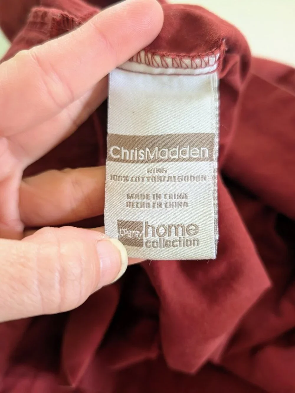 VTG Set of 2 Chris Madden JCPenney King Pillowcases Burgundy Striped 100% Cotton